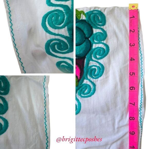 HANDMADE Traditional Embroidered Mexican Blouse - Picture 9 of 10